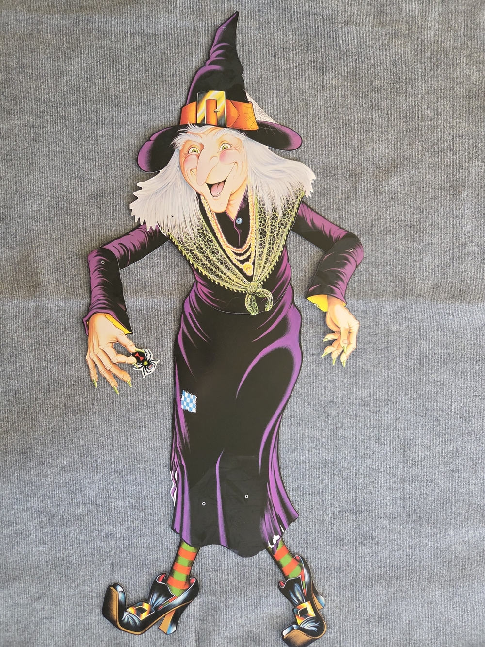Vintage 1980 Beistle Co. 55" Halloween Witch Jointed Paper Die Cut Poseable